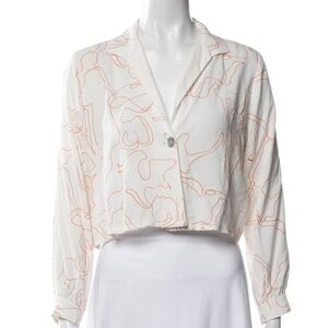 Paloma Wool Doricati “Dancing Bodies” Cropped Button-Up Top Abstract Print M/L